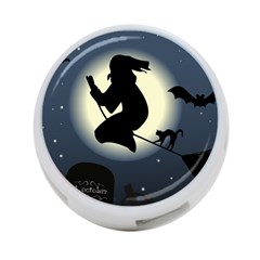 Halloween Card With Witch Vector Clipart 4-port Usb Hub (one Side)