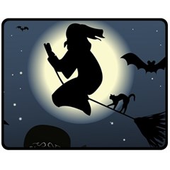 Halloween Card With Witch Vector Clipart Double Sided Fleece Blanket (medium)  by Nexatart