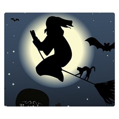 Halloween Card With Witch Vector Clipart Double Sided Flano Blanket (small)  by Nexatart