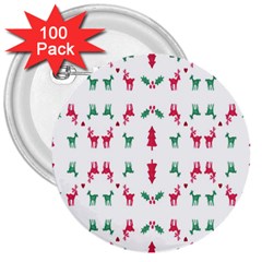 Reindeer Pattern 3  Buttons (100 Pack)  by Nexatart