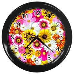 Flowers Blossom Bloom Nature Plant Wall Clocks (black) by Nexatart