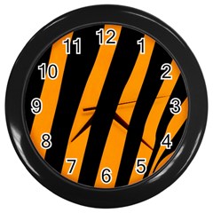 Tiger Pattern Wall Clocks (black) by Nexatart