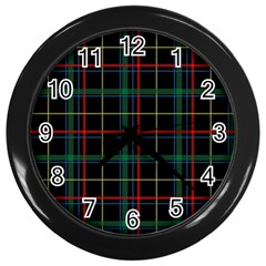 Plaid Tartan Checks Pattern Wall Clocks (black) by Nexatart