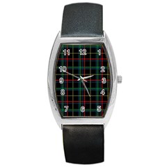 Plaid Tartan Checks Pattern Barrel Style Metal Watch by Nexatart