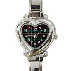 Plaid Tartan Checks Pattern Heart Italian Charm Watch by Nexatart