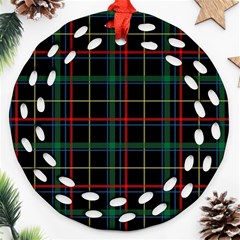 Plaid Tartan Checks Pattern Round Filigree Ornament (two Sides) by Nexatart