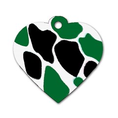 Green Black Digital Pattern Art Dog Tag Heart (two Sides) by Nexatart