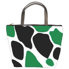 Green Black Digital Pattern Art Bucket Bags by Nexatart