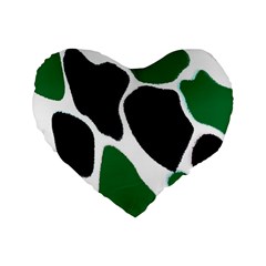 Green Black Digital Pattern Art Standard 16  Premium Heart Shape Cushions by Nexatart