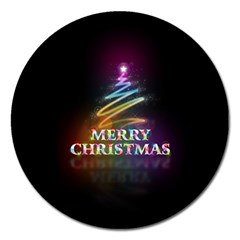 Merry Christmas Abstract Magnet 5  (round) by Nexatart