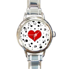 Red heart Round Italian Charm Watch