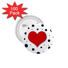 Red heart 1.75  Buttons (100 pack) 