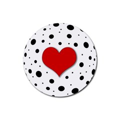 Red Heart Rubber Coaster (round)  by Valentinaart