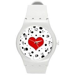 Red heart Round Plastic Sport Watch (M)