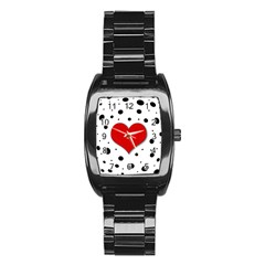 Red heart Stainless Steel Barrel Watch