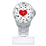 Red heart Plastic Nurses Watch Front