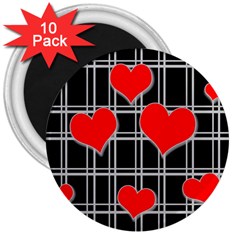 Red Hearts Pattern 3  Magnets (10 Pack)  by Valentinaart