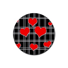 Red Hearts Pattern Rubber Round Coaster (4 Pack)  by Valentinaart