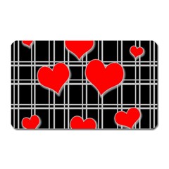 Red Hearts Pattern Magnet (rectangular) by Valentinaart