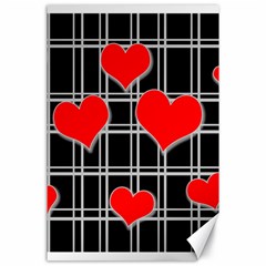 Red Hearts Pattern Canvas 24  X 36  by Valentinaart