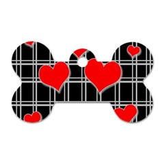 Red Hearts Pattern Dog Tag Bone (one Side) by Valentinaart