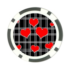 Red Hearts Pattern Poker Chip Card Guard by Valentinaart