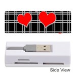 Red hearts pattern Memory Card Reader (Stick)  Front