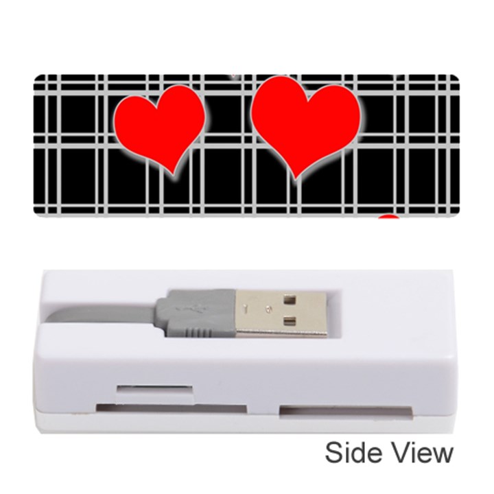 Red hearts pattern Memory Card Reader (Stick) 