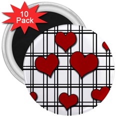 Hearts Pattern 3  Magnets (10 Pack)  by Valentinaart