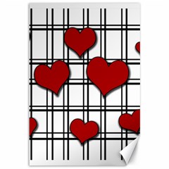 Hearts Pattern Canvas 12  X 18   by Valentinaart