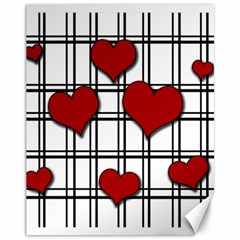 Hearts Pattern Canvas 11  X 14   by Valentinaart