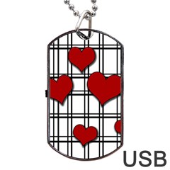 Hearts Pattern Dog Tag Usb Flash (two Sides) by Valentinaart