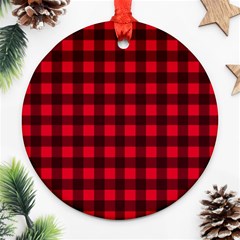 Red And Black Plaid Pattern Ornament (round) by Valentinaart