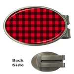 Red and black plaid pattern Money Clips (Oval)  Front