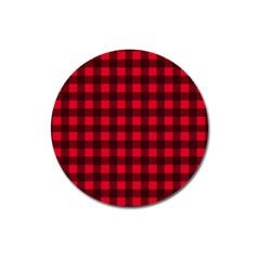 Red And Black Plaid Pattern Magnet 3  (round) by Valentinaart