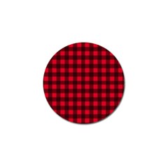 Red And Black Plaid Pattern Golf Ball Marker by Valentinaart