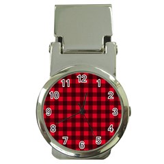 Red And Black Plaid Pattern Money Clip Watches by Valentinaart