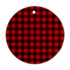 Red And Black Plaid Pattern Round Ornament (two Sides) by Valentinaart