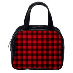 Red And Black Plaid Pattern Classic Handbags (one Side) by Valentinaart