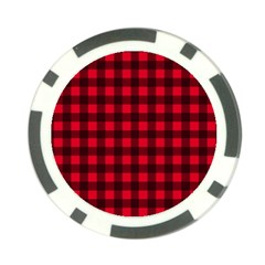 Red And Black Plaid Pattern Poker Chip Card Guard (10 Pack) by Valentinaart