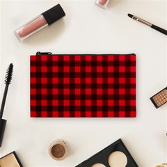 Red And Black Plaid Pattern Cosmetic Bag (small)  by Valentinaart