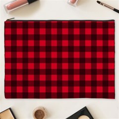 Red And Black Plaid Pattern Cosmetic Bag (xxxl)  by Valentinaart