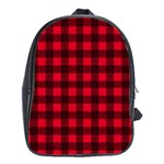 Red and black plaid pattern School Bags (XL)  Front