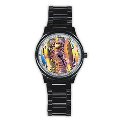 Ethnic Tribal Pattern Stainless Steel Round Watch by Nexatart