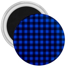 Blue And Black Plaid Pattern 3  Magnets by Valentinaart