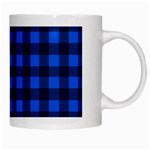 Blue and black plaid pattern White Mugs Right