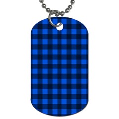 Blue And Black Plaid Pattern Dog Tag (one Side) by Valentinaart