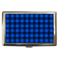 Blue And Black Plaid Pattern Cigarette Money Cases by Valentinaart