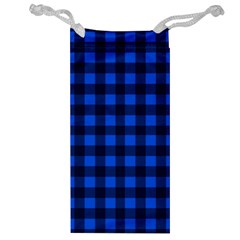 Blue And Black Plaid Pattern Jewelry Bag by Valentinaart