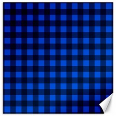 Blue And Black Plaid Pattern Canvas 16  X 16   by Valentinaart